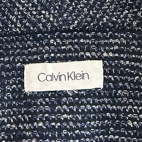 EUC Calvin Klein Navy and White Textured Tweed Drape Collar Blazer. Size M. - Picture 7 of 9
